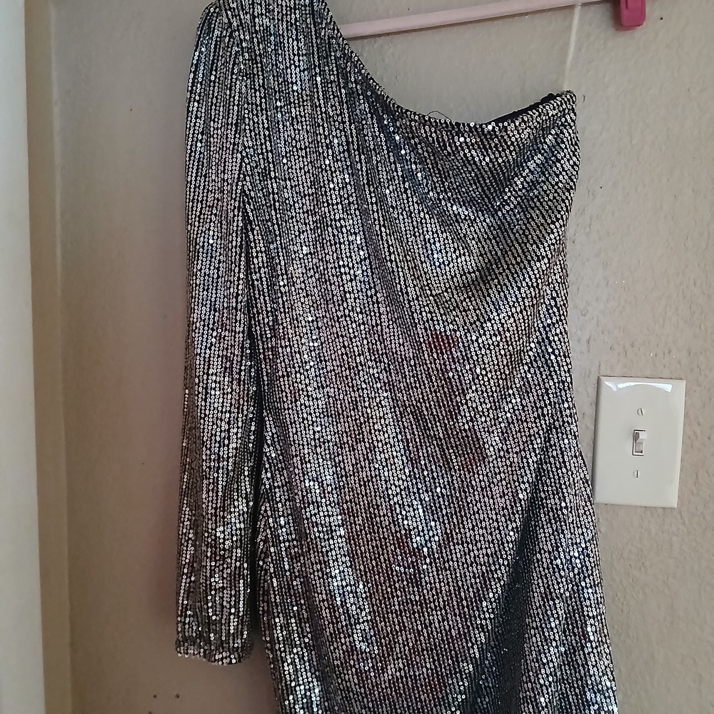 Parisian Works Glittering Silver Evening Dress